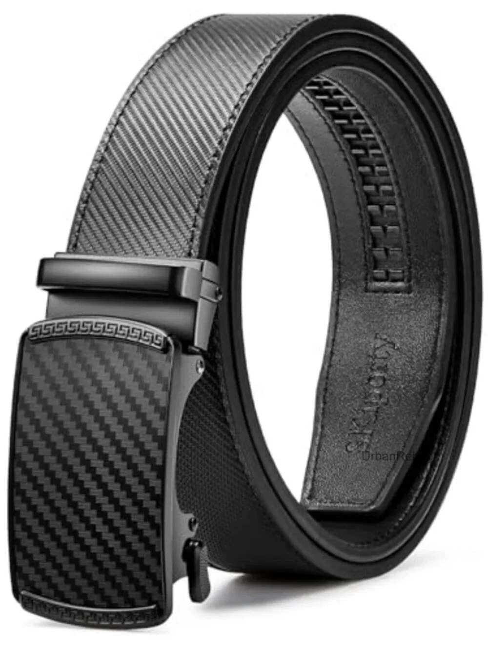 Men's Ratchet Leather Belt Adjustable Trim to Fit Dress Jeans